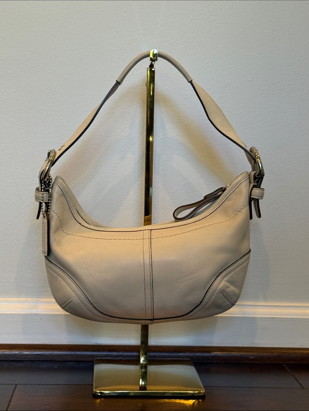 Coach Leather Shoulder Hobo Bag in Cream